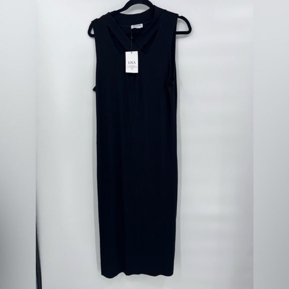 LNA Nuri cross front ribbed dress in black size 1x NWT‎